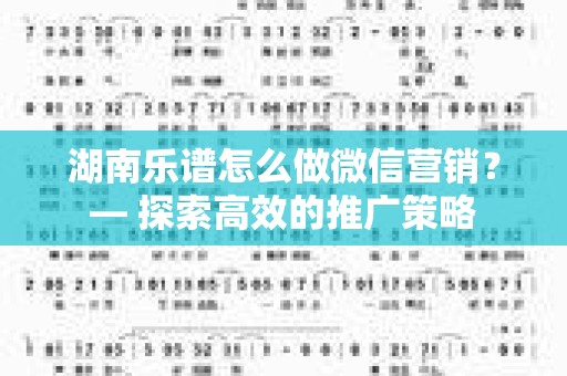 湖南乐谱怎么做微信营销？— 探索高效的推广策略