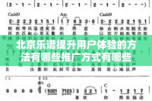 北京乐谱提升用户体验的方法有哪些推广方式有哪些